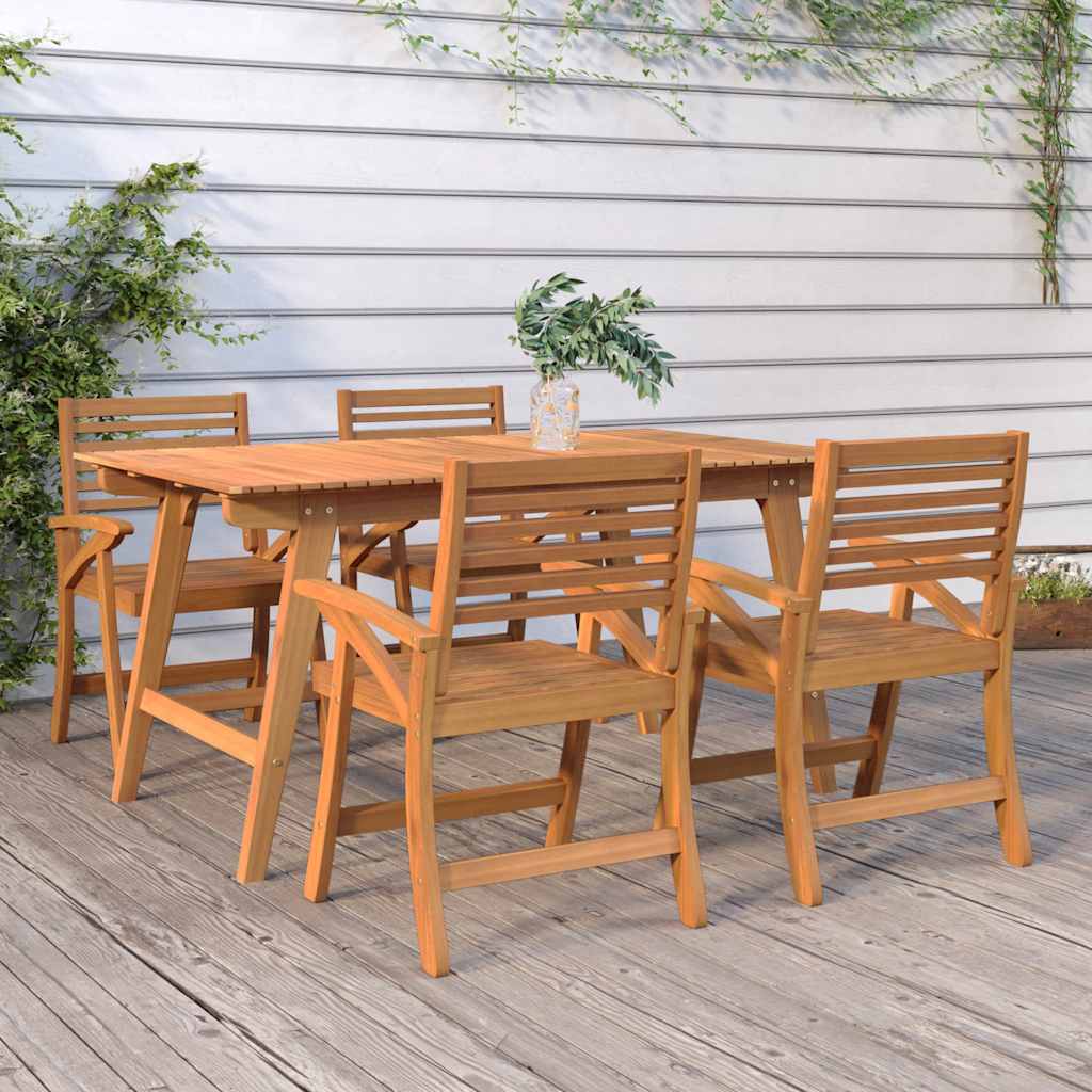Set da Pranzo per Giardino 5 pz in Legno Massello di Acacia | homemem39