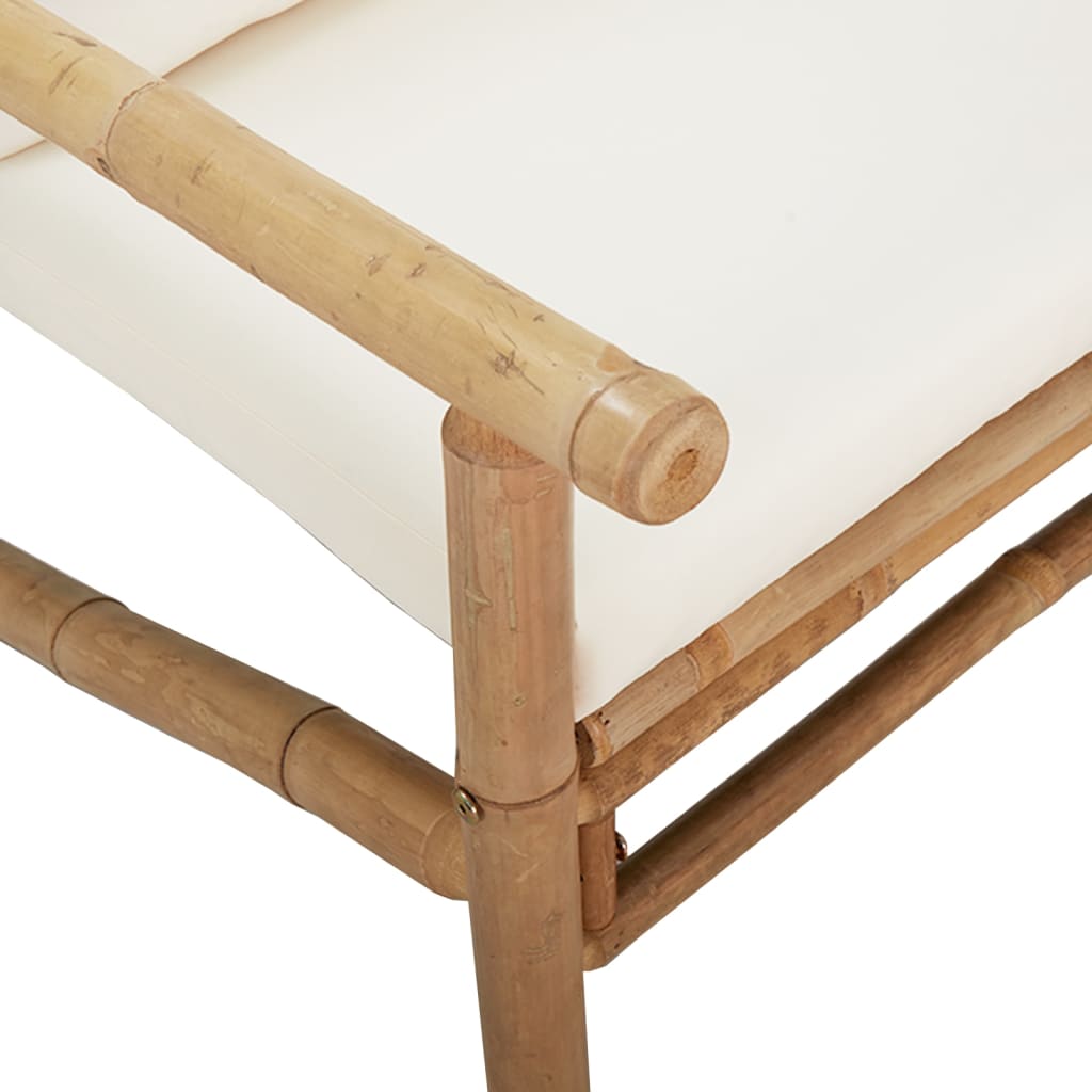 Set Salotto da Giardino 4pz con Cuscini Bianco Crema in Bambù | homemem39