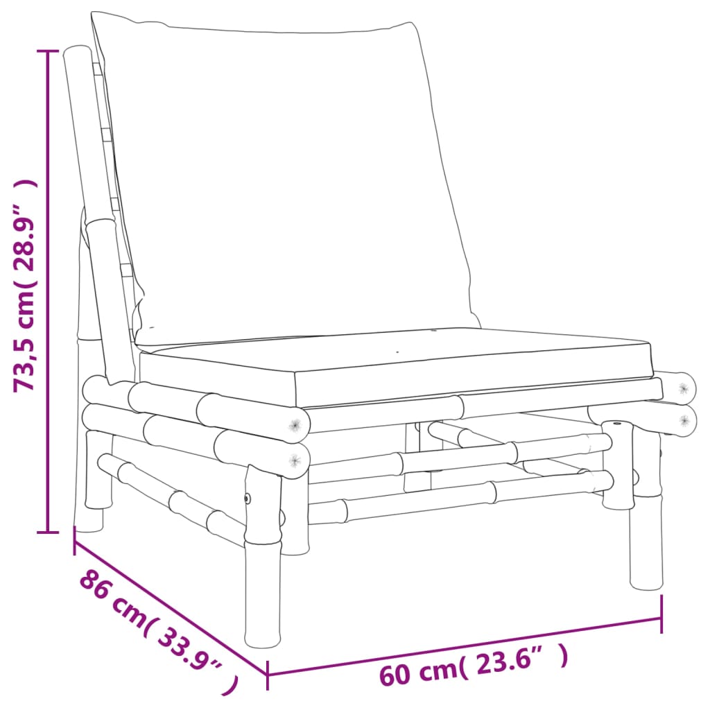 Set Salotto da Giardino 4pz con Cuscini Grigio Scuro Bambù | homemem39