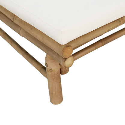 Set Salotto da Giardino 4pz con Cuscini Bianco Crema in Bambù | homemem39