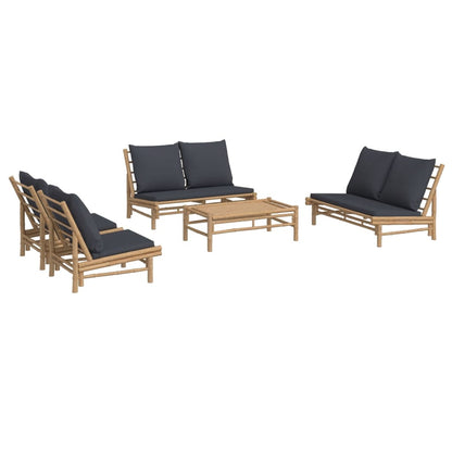 Set Salotto da Giardino 5pz con Cuscini Grigio Scuro Bambù | homemem39