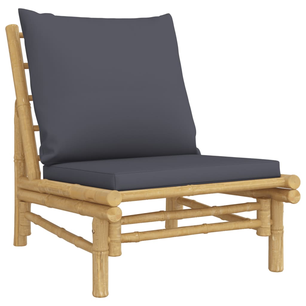 Set Salotto da Giardino 5pz con Cuscini Grigio Scuro Bambù | homemem39