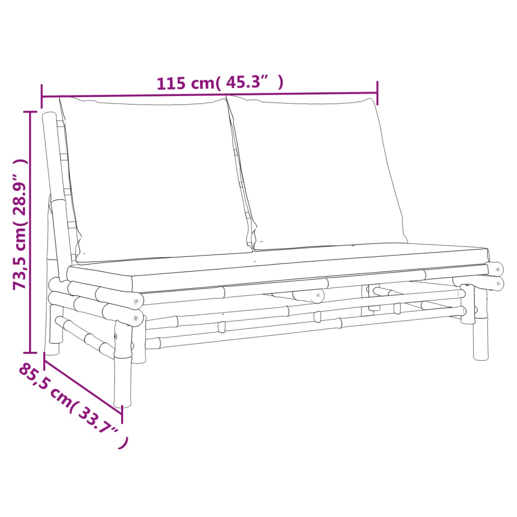 Set Salotto da Giardino 5pz con Cuscini Grigio Scuro Bambù | homemem39