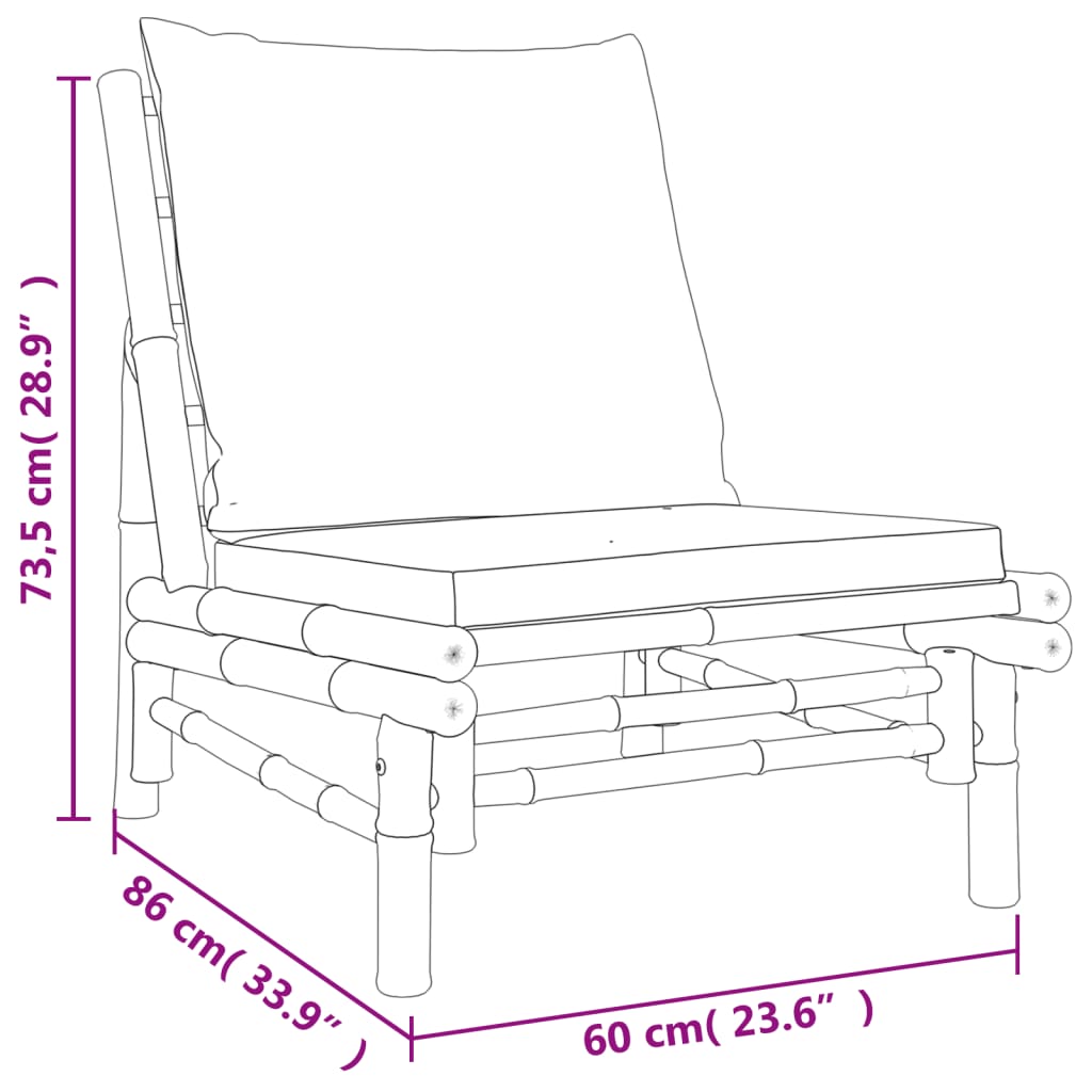 Set Salotto da Giardino 5pz con Cuscini Grigio Scuro Bambù | homemem39