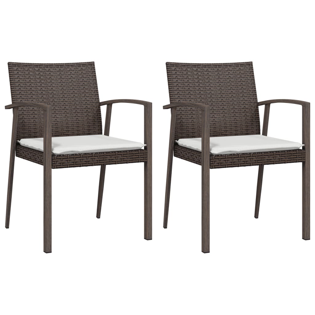 Sedie Giardino con Cuscini 2pz Marroni 5,56x57x83 cm Polyrattan - homemem39