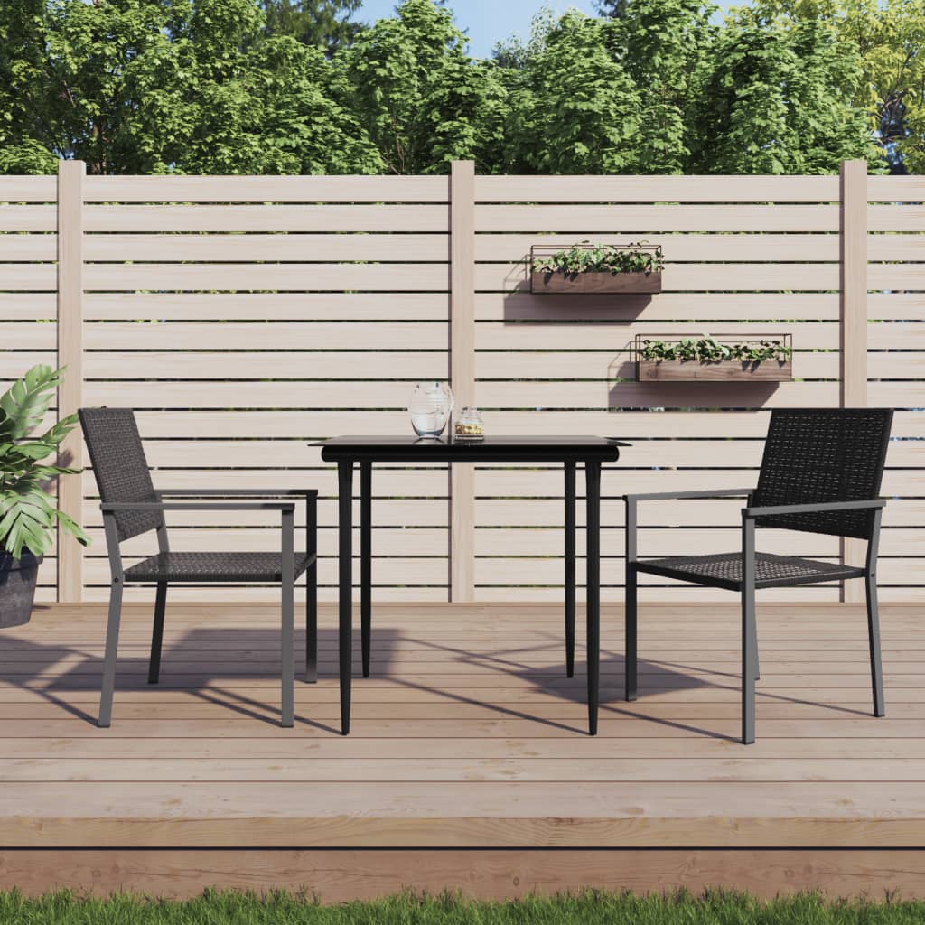 Sedie da Giardino 2 pz Nere 54x62,5x89 cm in Polyrattan - homemem39