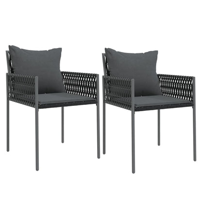 Sedie da Giardino con Cuscini 2pz Nere 54x61x83cm in Polyrattan