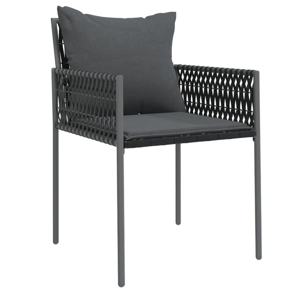 Sedie da Giardino con Cuscini 2pz Nere 54x61x83cm in Polyrattan