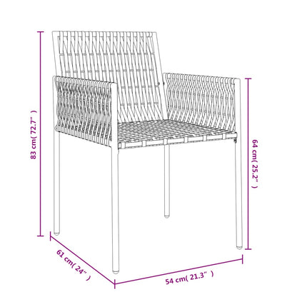 Sedie da Giardino con Cuscini 2pz Nere 54x61x83cm in Polyrattan