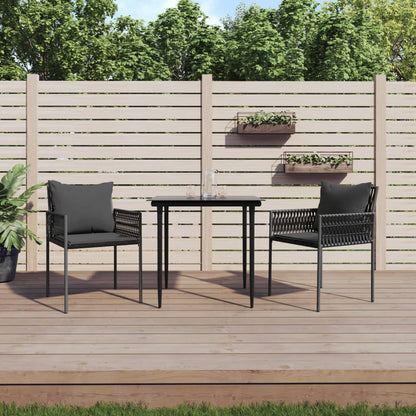 Sedie da Giardino con Cuscini 2pz Nere 54x61x83cm in Polyrattan