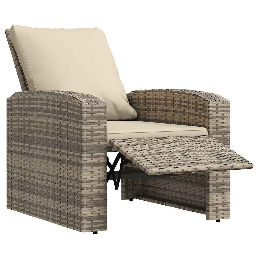 Poltrona Reclinabile Giardino Cuscini Marrone Chiaro Polyrattan - homemem39