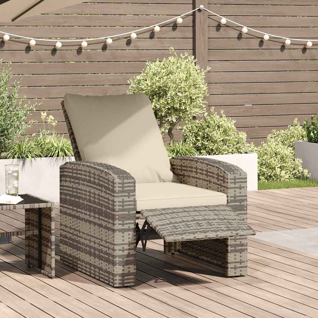 Poltrona Reclinabile Giardino Cuscini Marrone Chiaro Polyrattan - homemem39