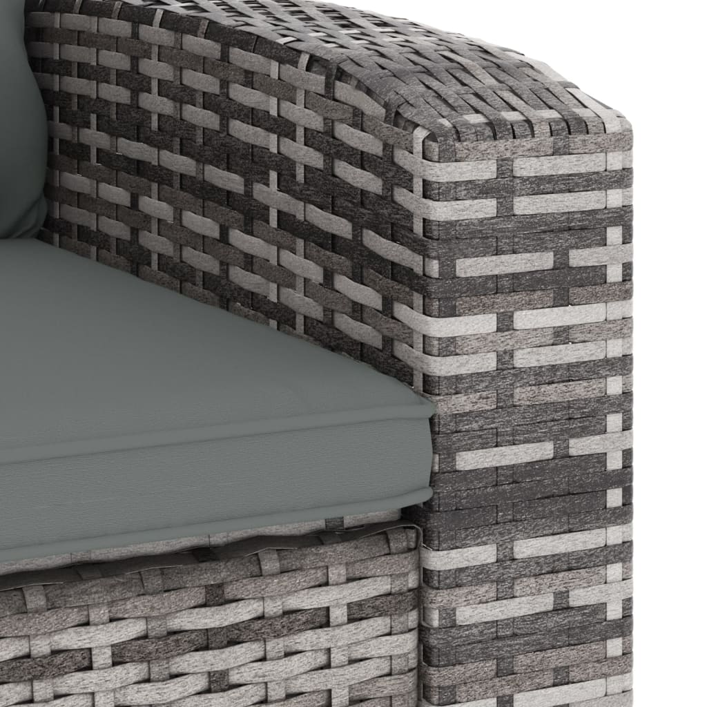 Poltrona Reclinabile da Giardino con Cuscini Polyrattan Grigia - homemem39