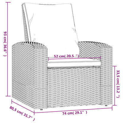 Poltrona Reclinabile da Giardino con Cuscini Polyrattan Grigia