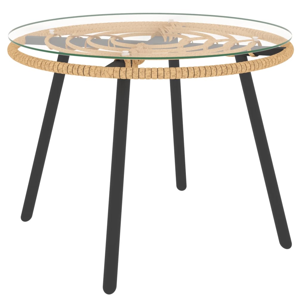 Set Salotto da Giardino 3 pz con Cuscini Beige in Polyrattan
