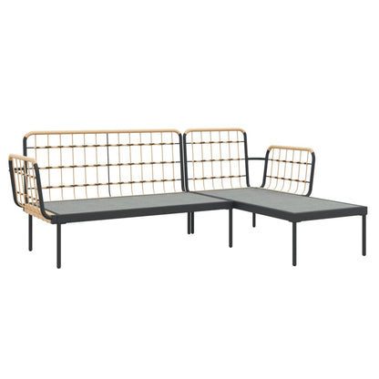 Set Salotto da Giardino 3pz con Cuscini Grigio Scuro Polyrattan | homemem39