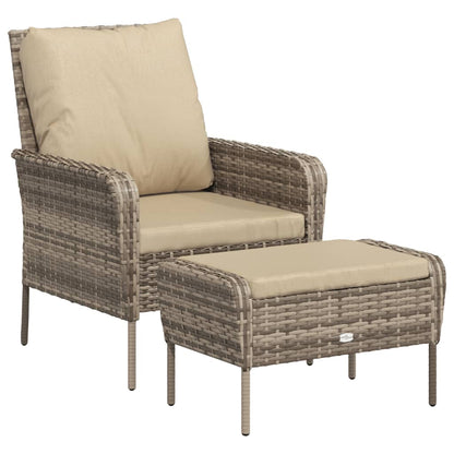 Garden Armchair with Footrest Polyrattan Light Brown