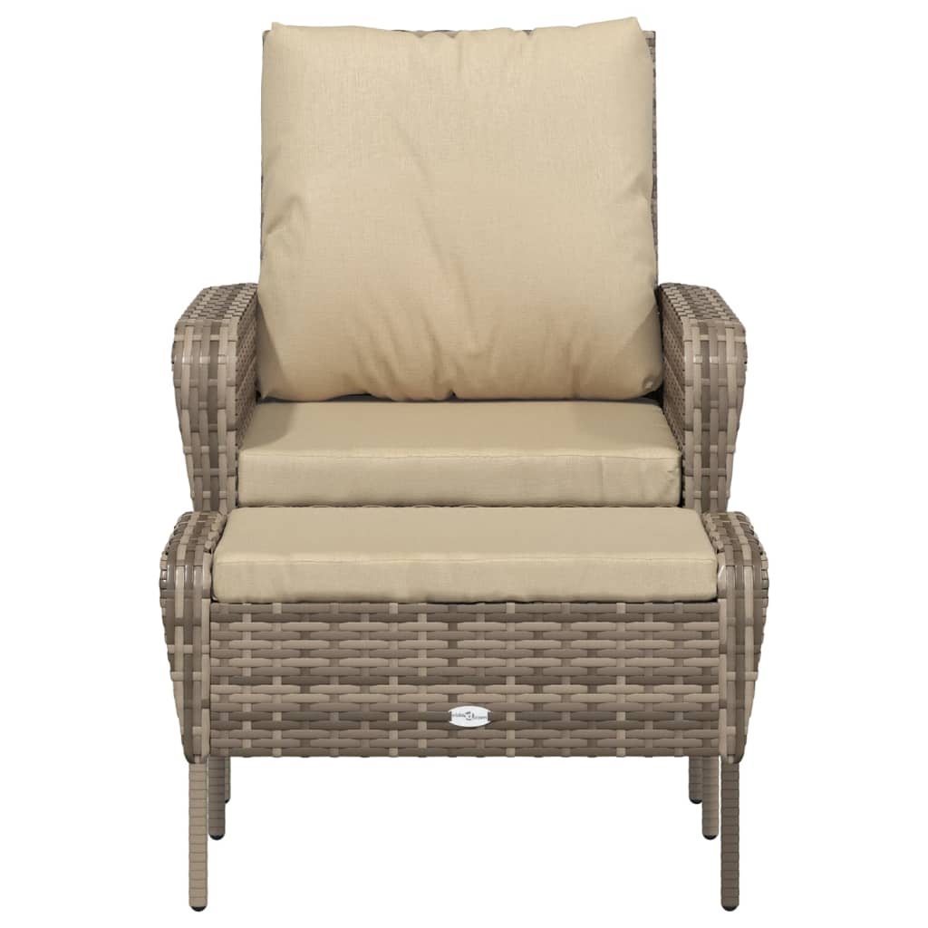 Garden Armchair with Footrest Polyrattan Light Brown