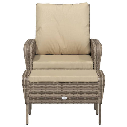 Garden Armchair with Footrest Polyrattan Light Brown