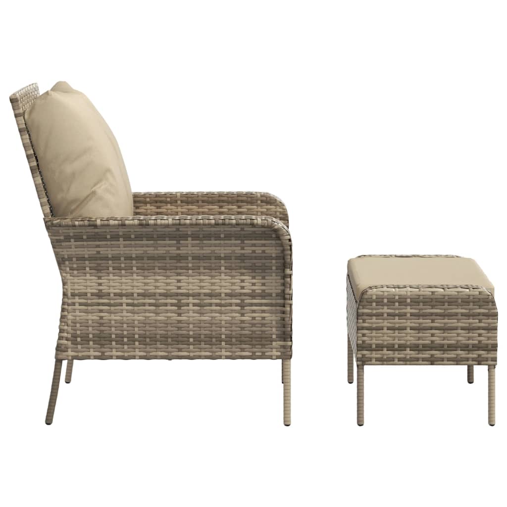 Garden Armchair with Footrest Polyrattan Light Brown