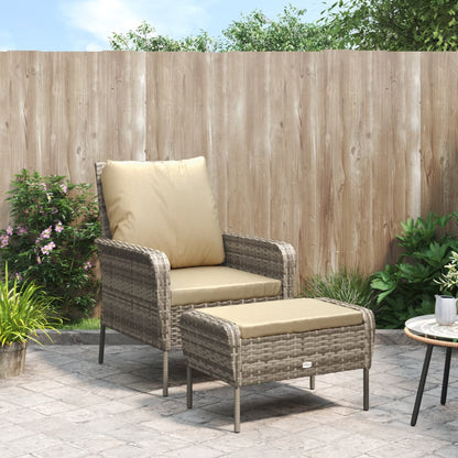 Garden Armchair with Footrest Polyrattan Light Brown