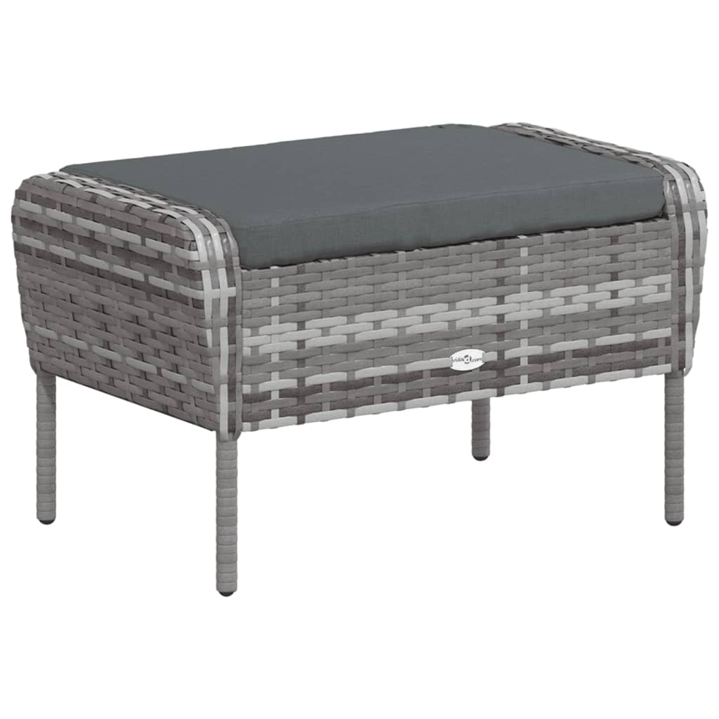 Poltrona da Giardino con Poggiapiedi Grigia in Polyrattan - homemem39