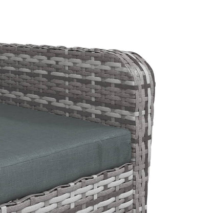 Poltrona da Giardino con Poggiapiedi Grigia in Polyrattan