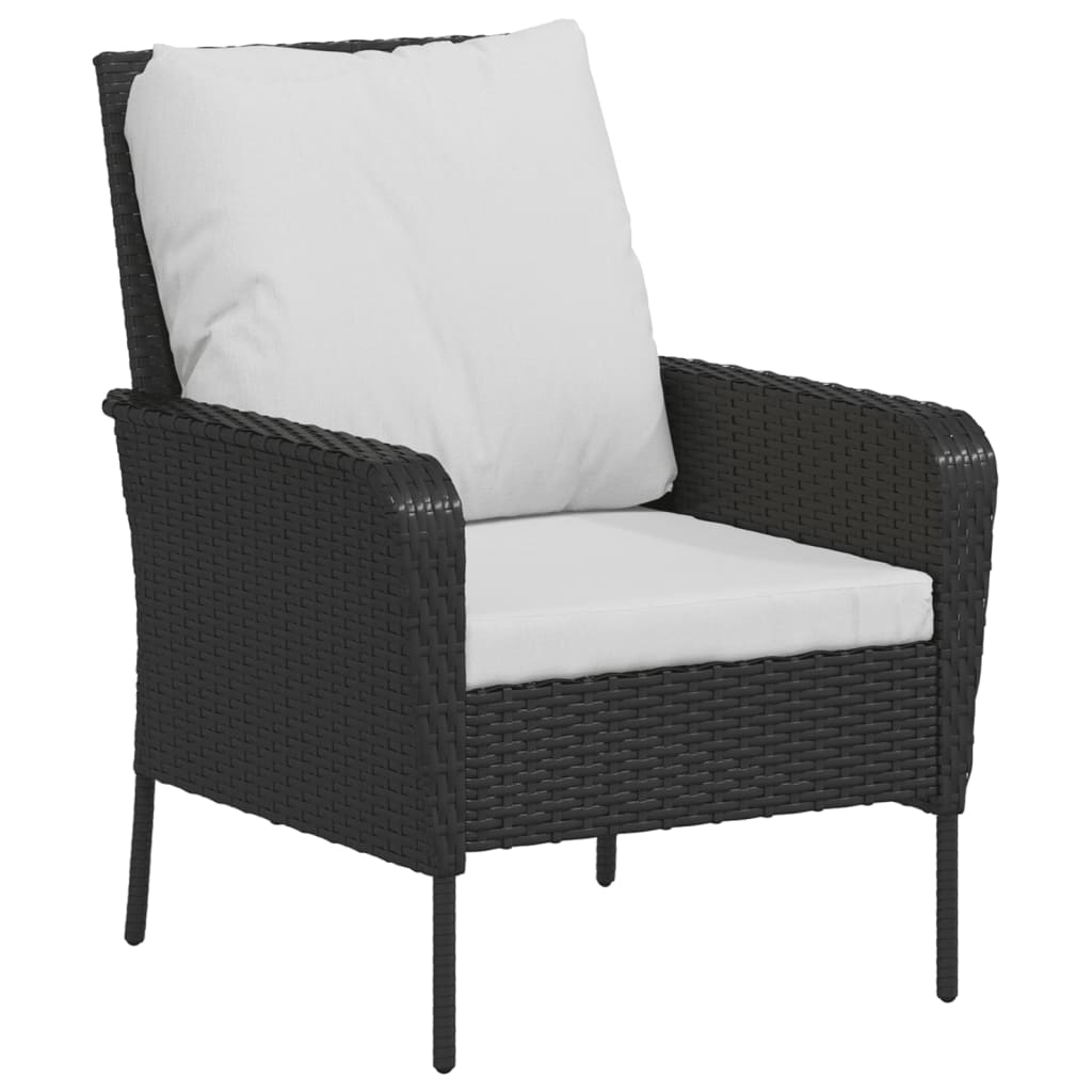 Poltrona da Giardino con Poggiapiedi in Polyrattan Nero