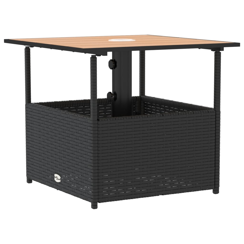 Tavolo Giardino Foro Ombrellone Nero 55x55x46,5 cm Polyrattan | homemem39