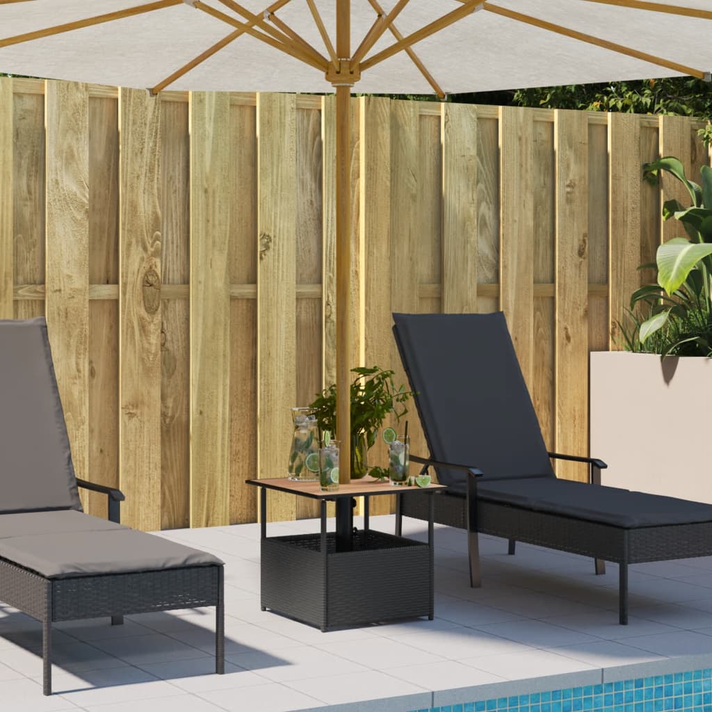 Tavolo Giardino Foro Ombrellone Nero 55x55x46,5 cm Polyrattan | homemem39