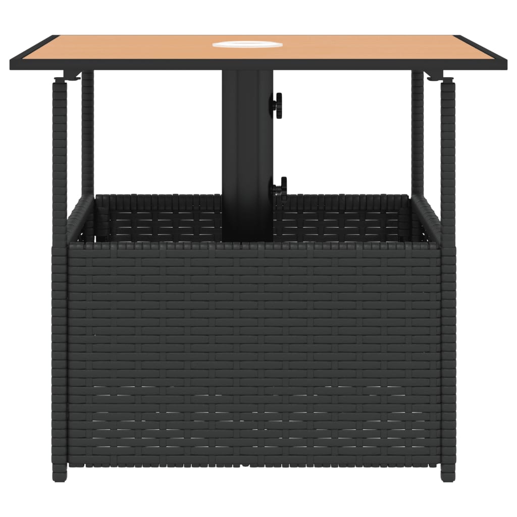 Tavolo Giardino Foro Ombrellone Nero 55x55x46,5 cm Polyrattan | homemem39