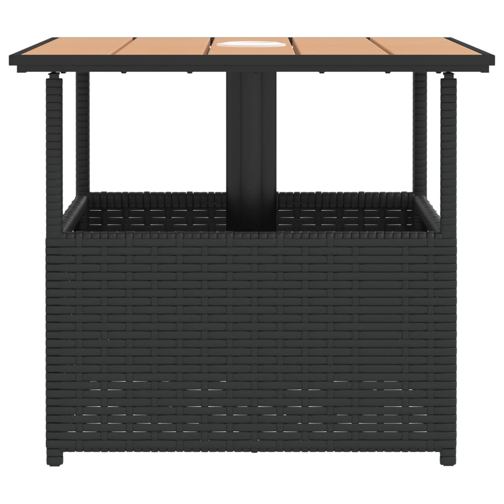 Tavolo Giardino Foro Ombrellone Nero 55x55x46,5 cm Polyrattan | homemem39