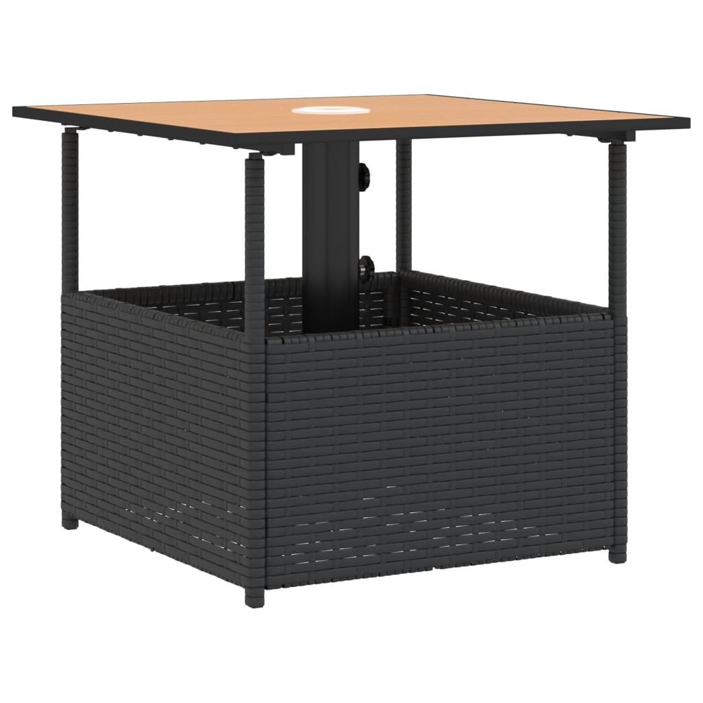 Tavolo Giardino Foro Ombrellone Nero 55x55x46,5 cm Polyrattan | homemem39