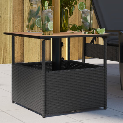 Tavolo Giardino Foro Ombrellone Nero 55x55x46,5 cm Polyrattan | homemem39