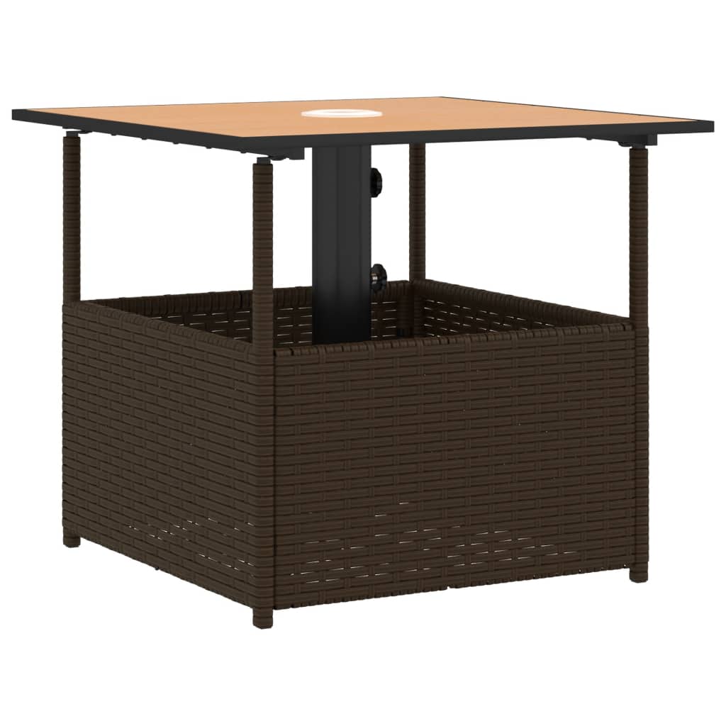 Tavolo Giardino Foro Ombrellone Marrone 55x55x46,5cm Polyrattan | homemem39