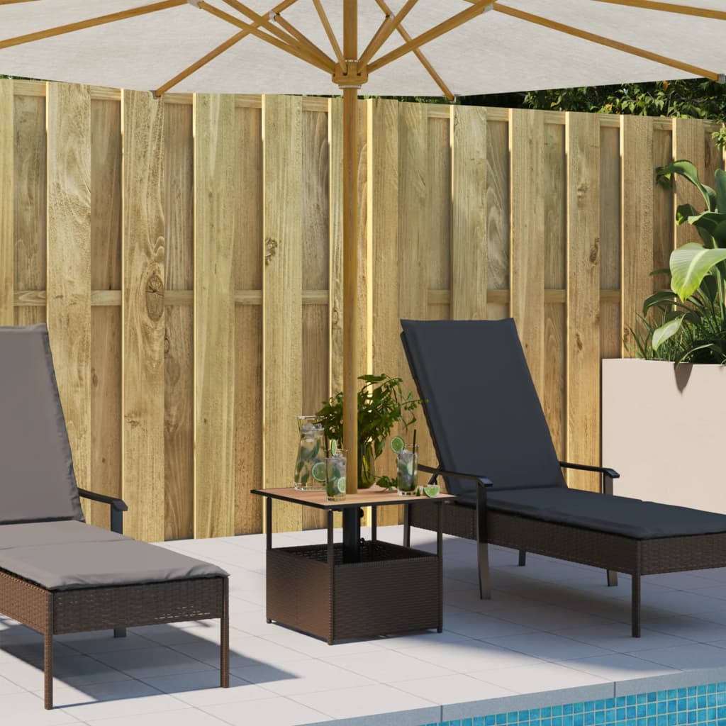 Tavolo Giardino Foro Ombrellone Marrone 55x55x46,5cm Polyrattan | homemem39