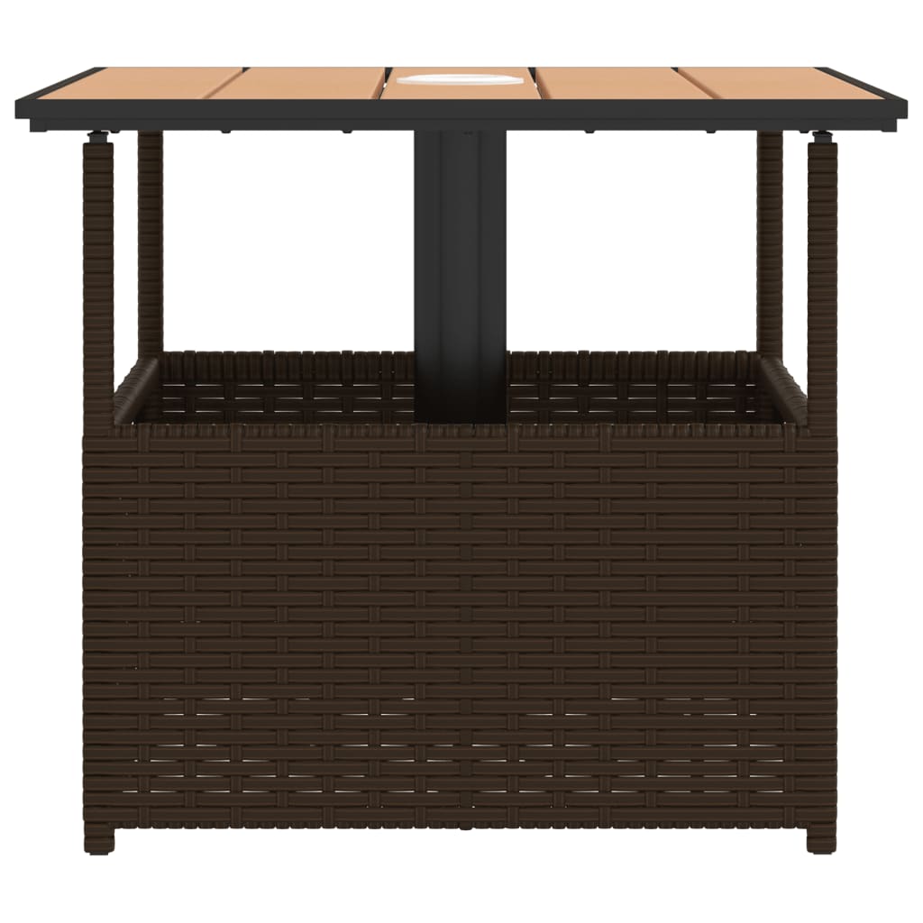 Tavolo Giardino Foro Ombrellone Marrone 55x55x46,5cm Polyrattan | homemem39