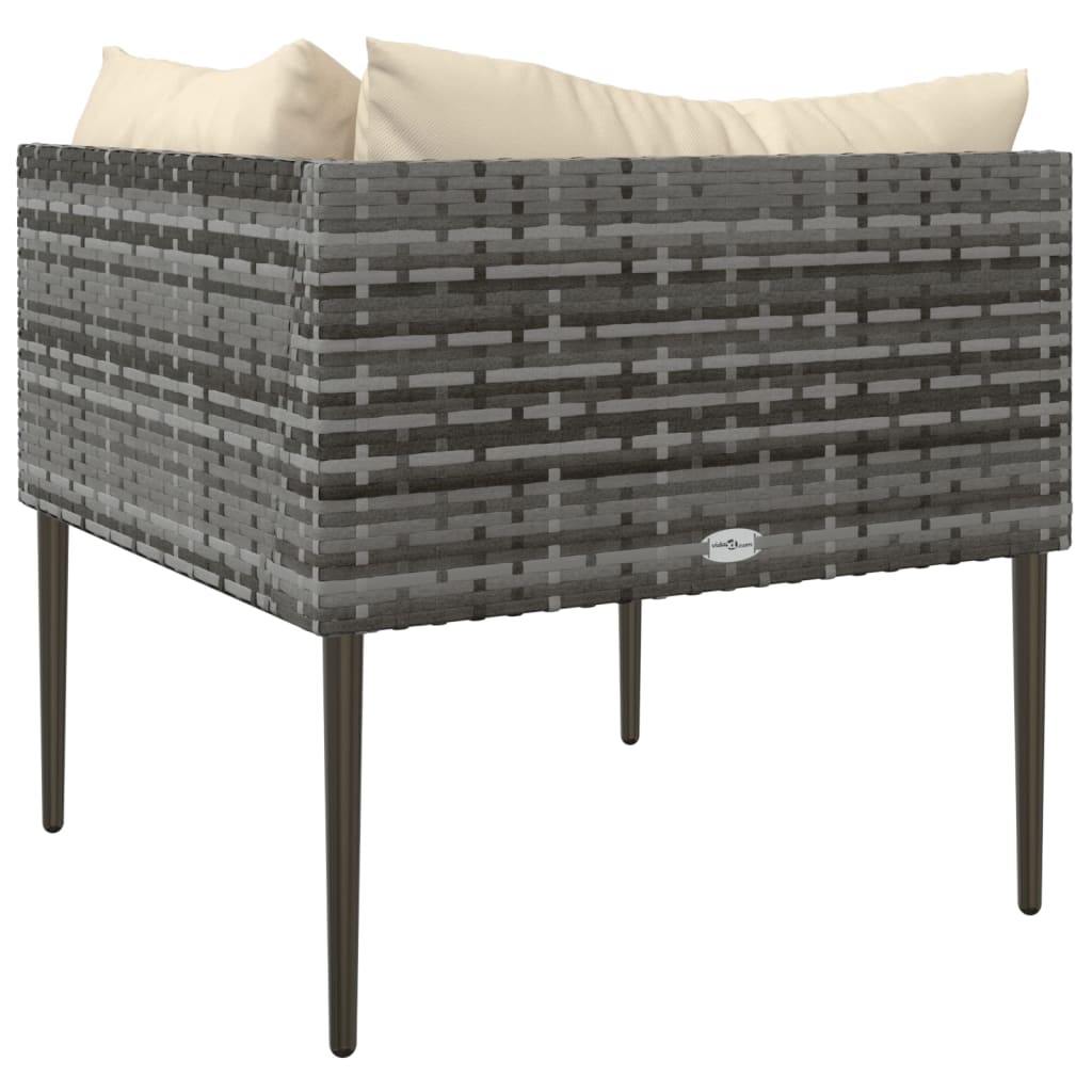 Divano Angolare da Giardino con Cuscini in Polyrattan Grigio | homemem39