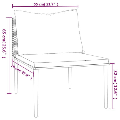 Divano Centrale da Giardino con Cuscini in Polyrattan Grigio | homemem39