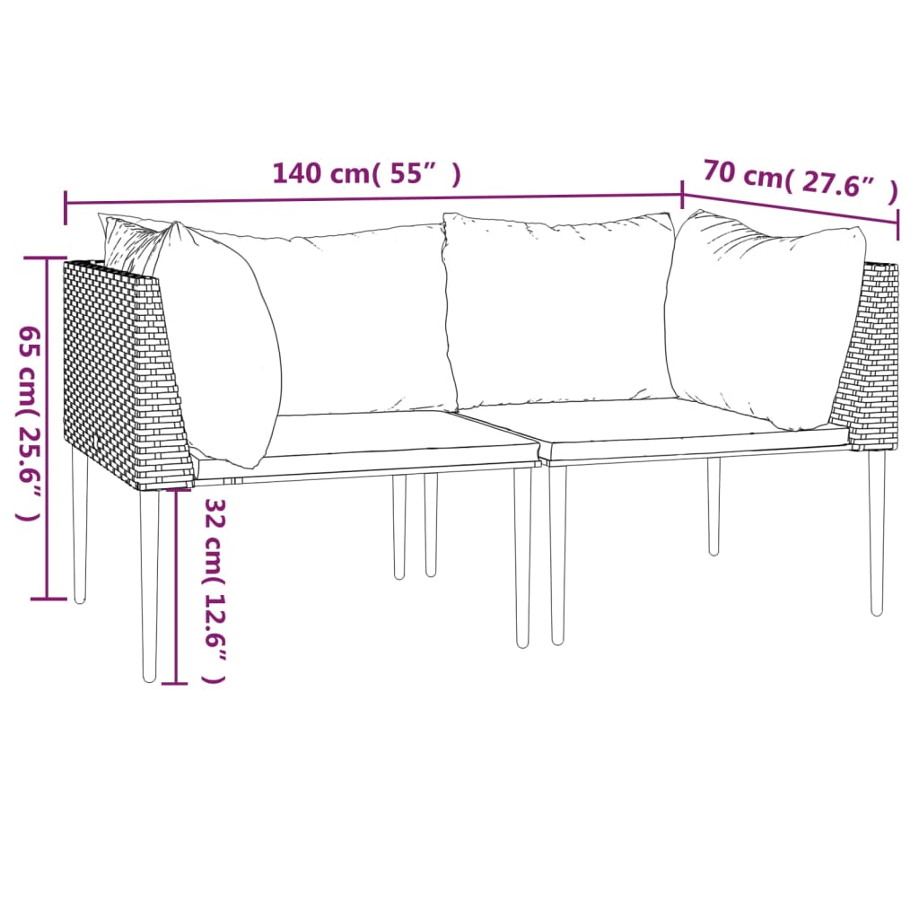 Divani Angolari da Giardino con Cuscini 2pz Polyrattan Grigio | homemem39
