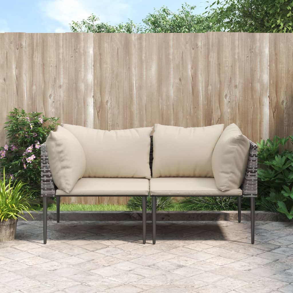 Divani Angolari da Giardino con Cuscini 2pz Polyrattan Grigio | homemem39