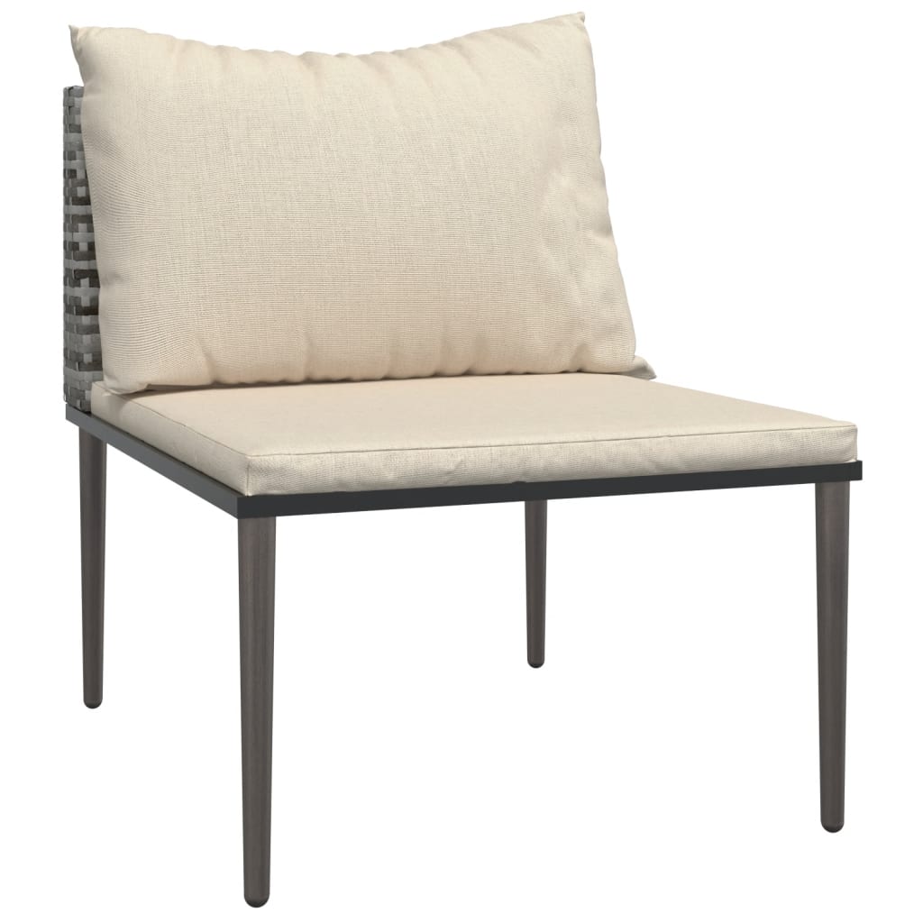 Set Divani da Giardino 3 pz con Cuscini in Polyrattan Grigio