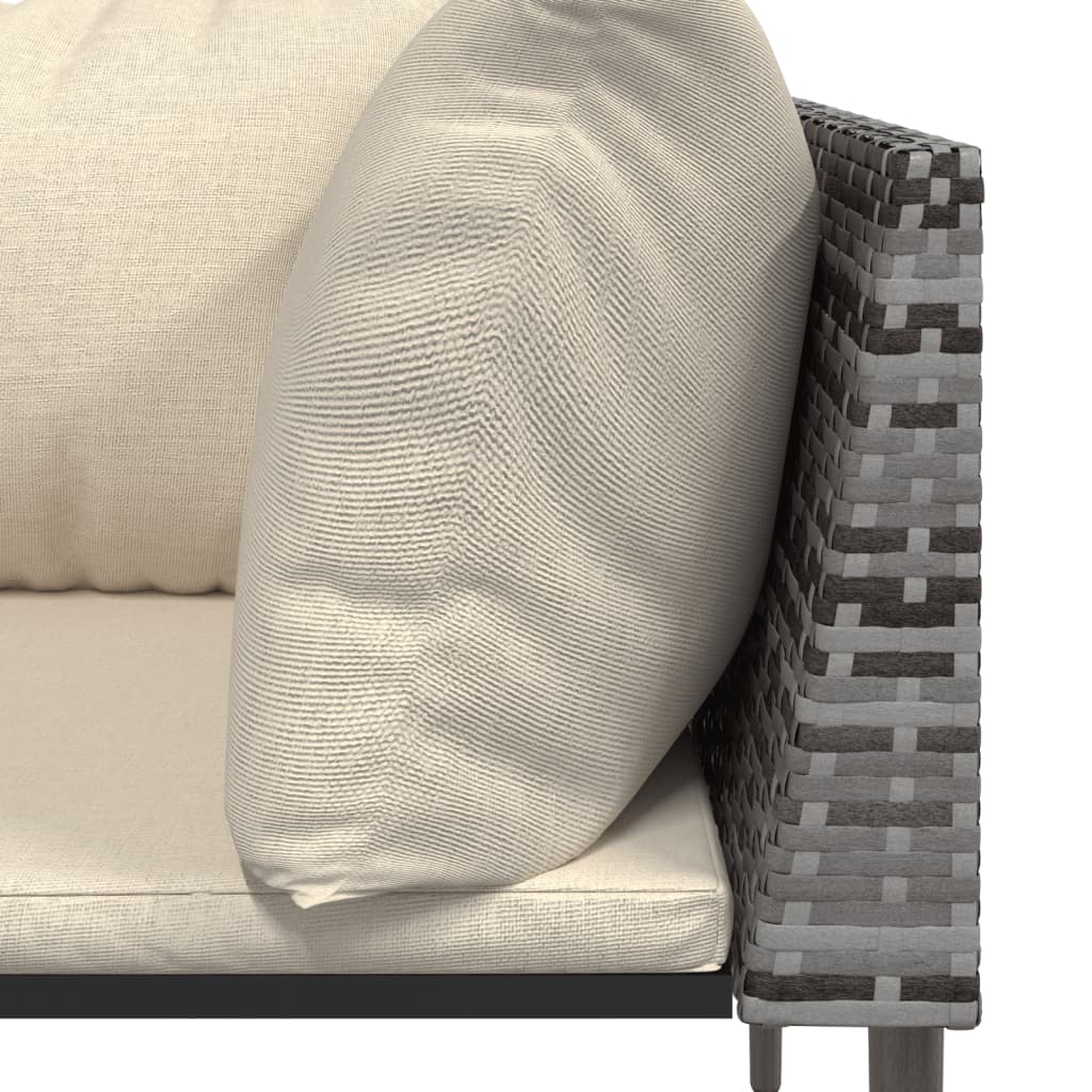 Set Divani da Giardino 3 pz con Cuscini in Polyrattan Grigio