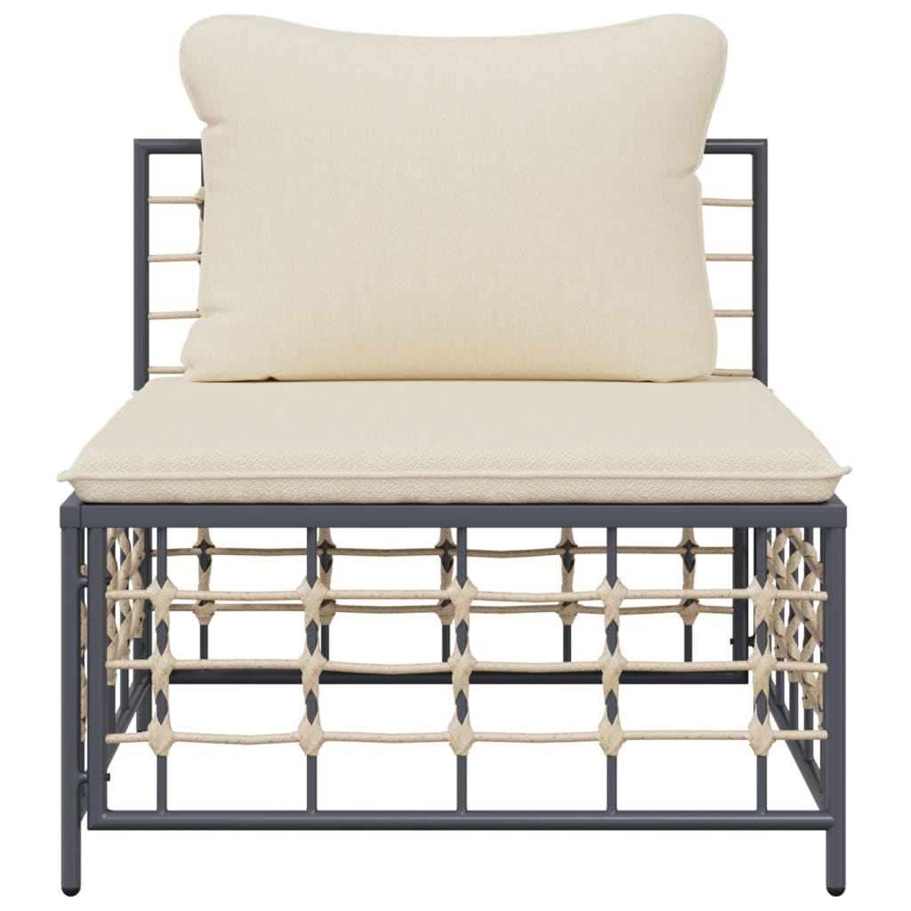 Divano Centrale da Giardino con Cuscini in Polyrattan Beige - homemem39