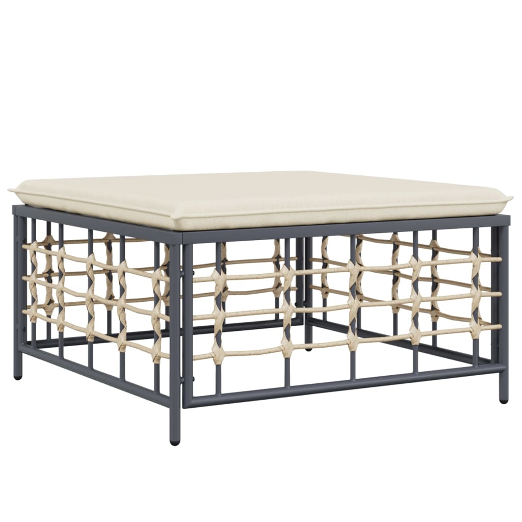 Poggiapiedi da Giardino con Cuscino in Polyrattan Beige | homemem39