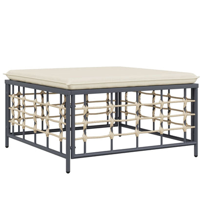 Poggiapiedi da Giardino con Cuscino in Polyrattan Beige | homemem39