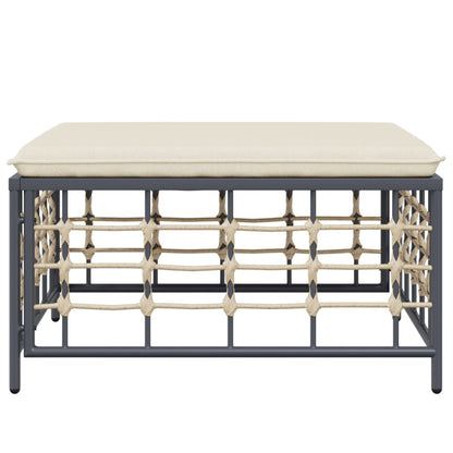 Poggiapiedi da Giardino con Cuscino in Polyrattan Beige | homemem39