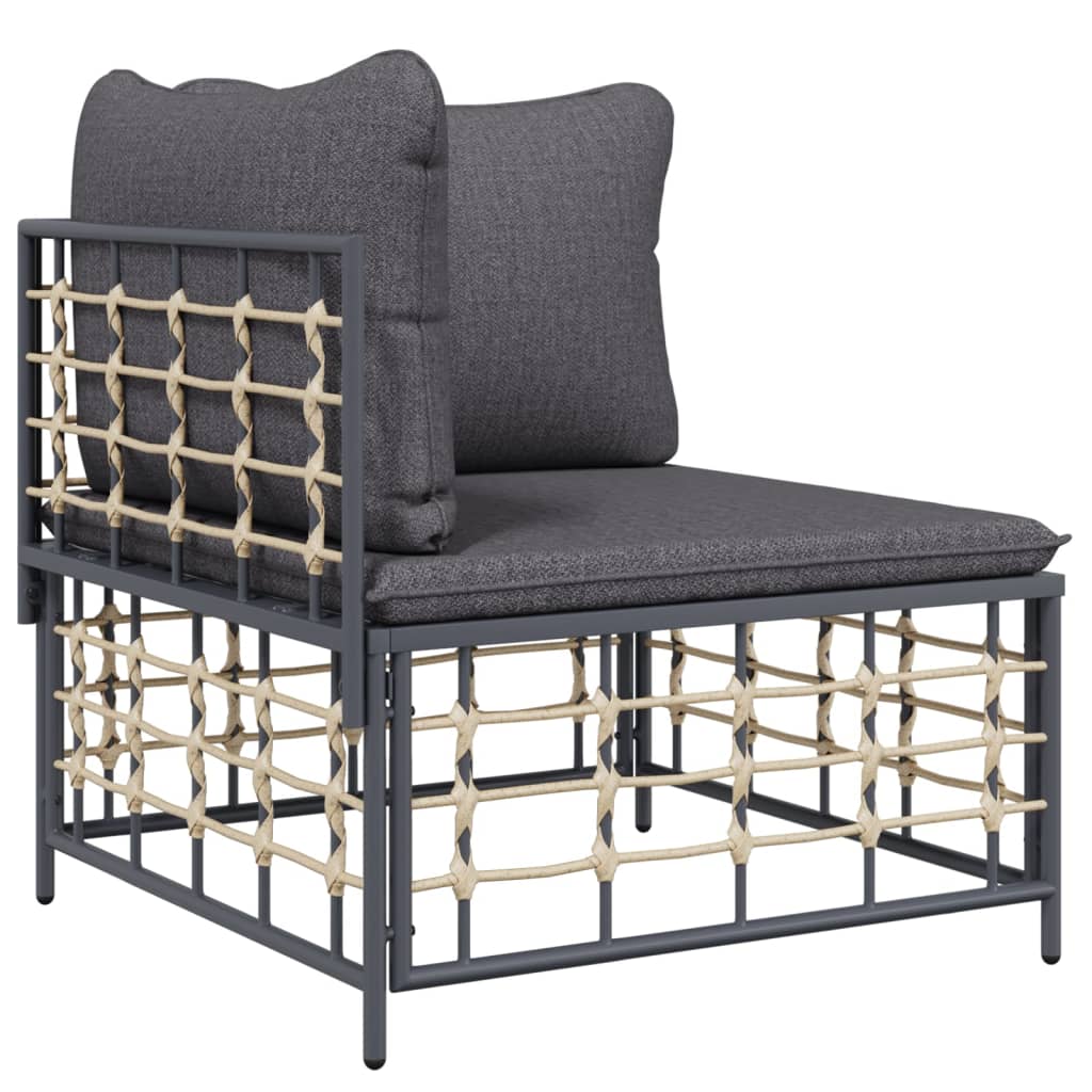 Divano Angolare da Giardino con Cuscini Polyrattan Grigio Scuro | homemem39