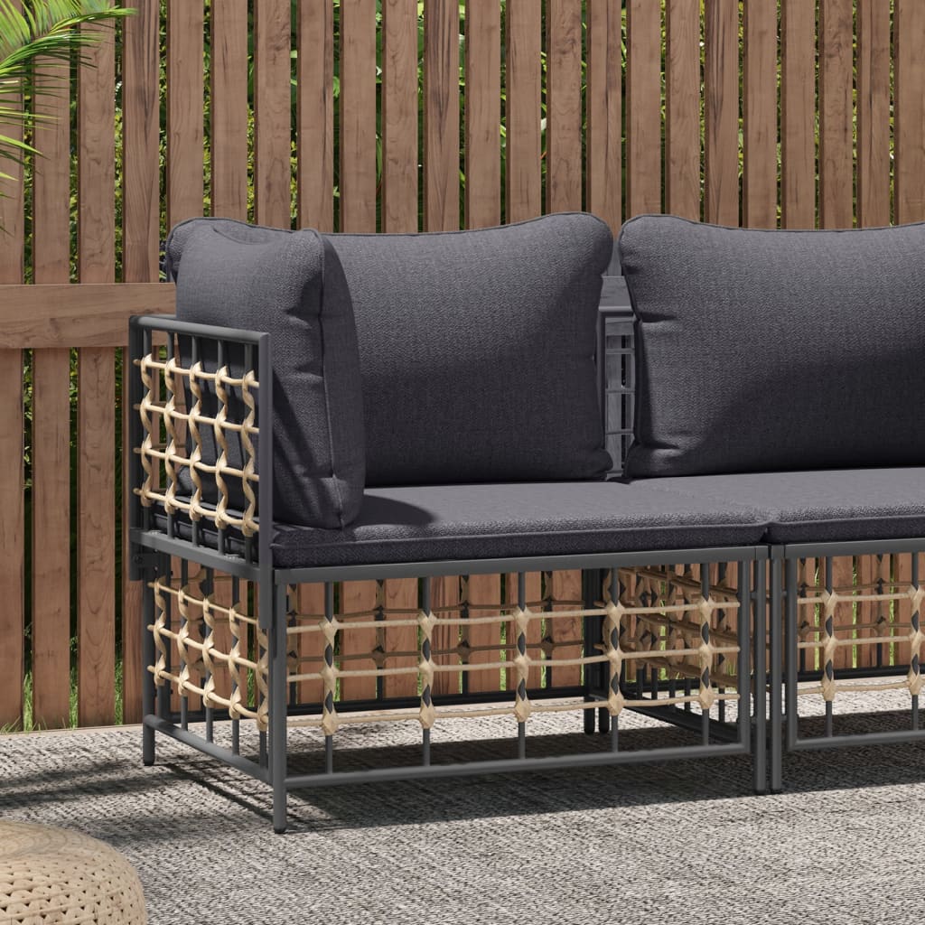 Divano Angolare da Giardino con Cuscini Polyrattan Grigio Scuro | homemem39