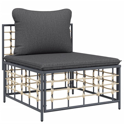 Divano Centrale da Giardino con Cuscini Polyrattan Grigio Scuro | homemem39